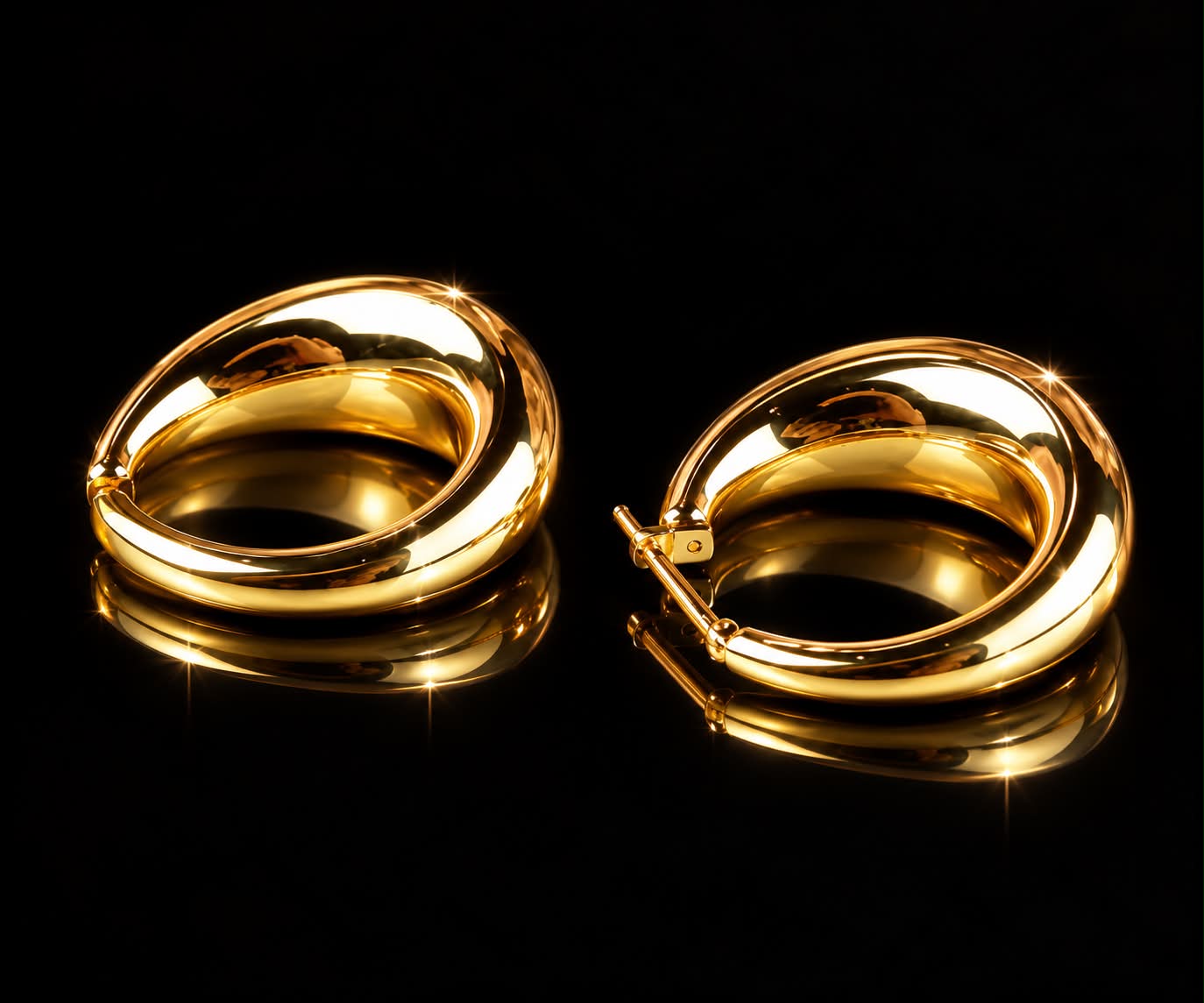 Grote oorringen oorbellen in geel goud