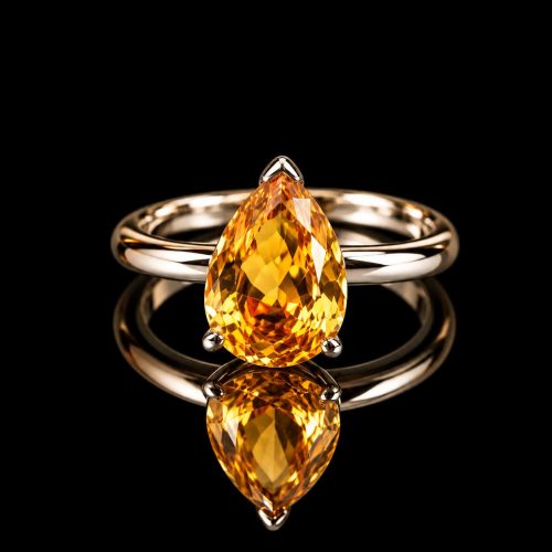 ring in wit goud gezet met citrien