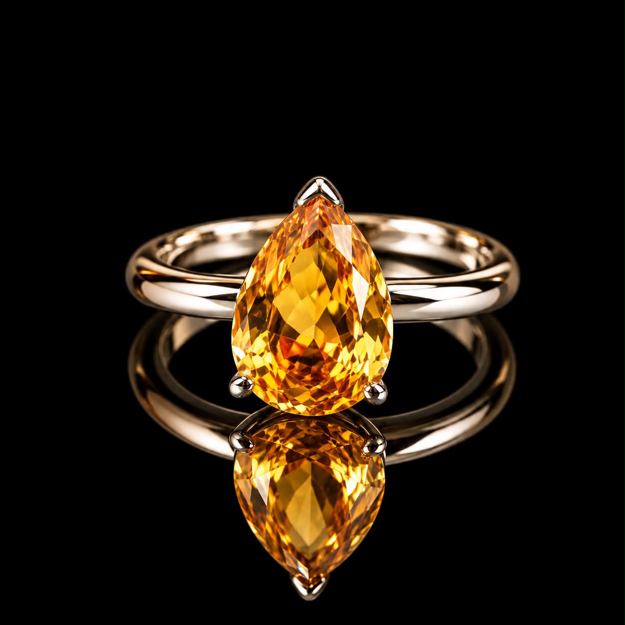 ring in wit goud gezet met citrien