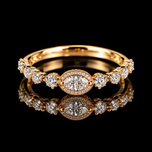 ring in roos goud gezet met diamant