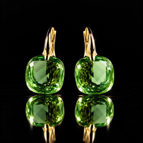 Zilveren oorringen oorbellen geelgoud verguld model pomellato met groene steen