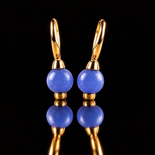 model Piccolo oorringen in zilver roze verguld cabochon blauw