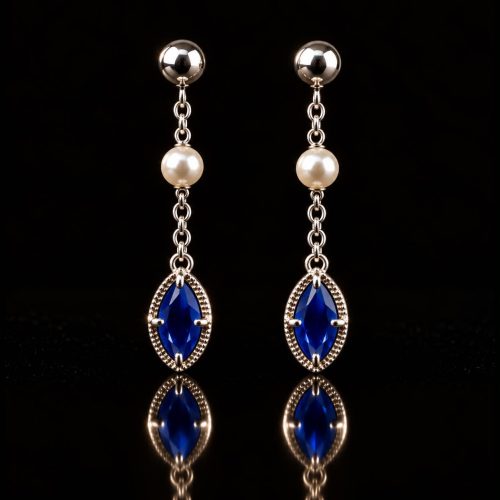 oorringen in zilver model marquise met parel