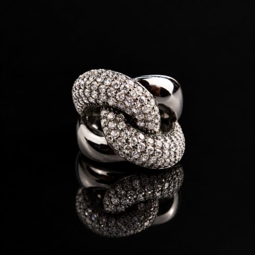 model The Button zilveren ring zwart verguld gezet met cubic zirconia