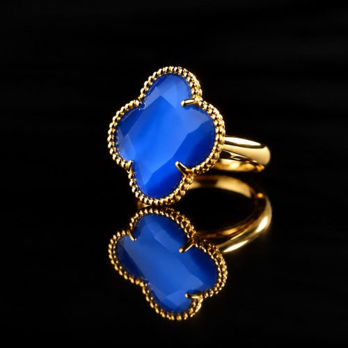 model Fiori ring zilver verguld kobaltblauw
