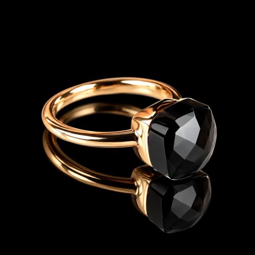 Ring in roos goud gezet met onyx