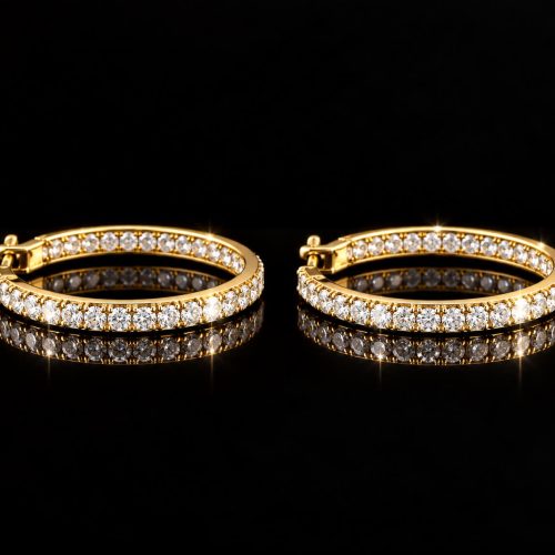 Oorringen oorbellen in geel goud gezet met diamant
