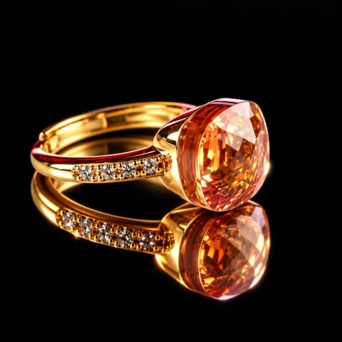 Ring in zilver geelgoud verguld model Pomellato met champagnekleurige steen en cubic zirconia