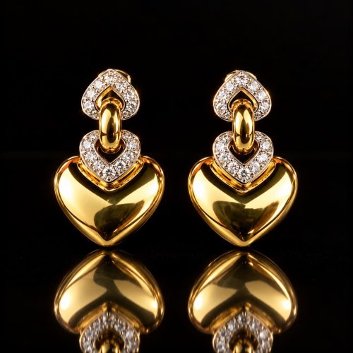oorringen in geel en wit goud gezet met diamant